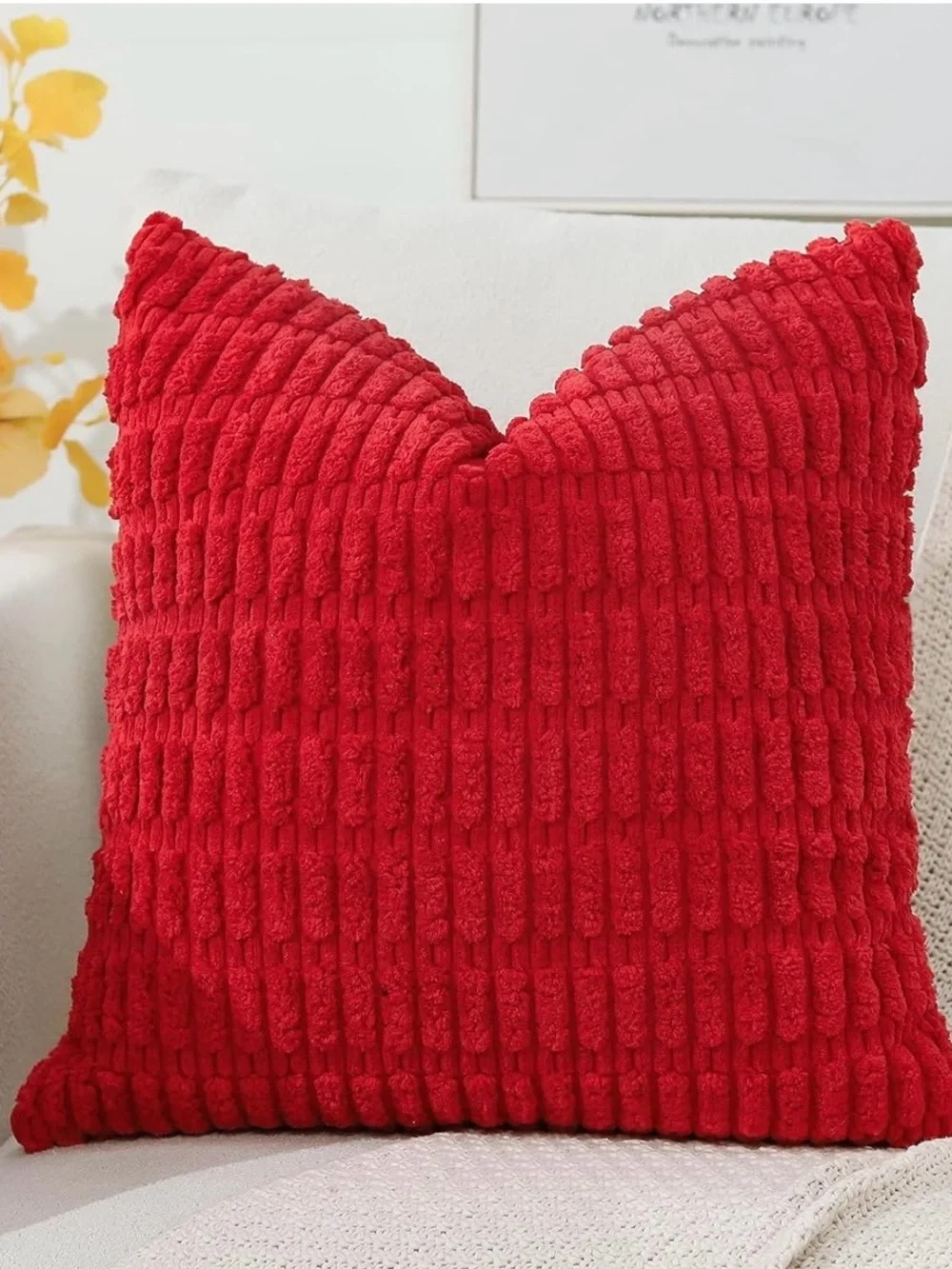 Red Cozy Textured Throw Pillow - Home Holiday